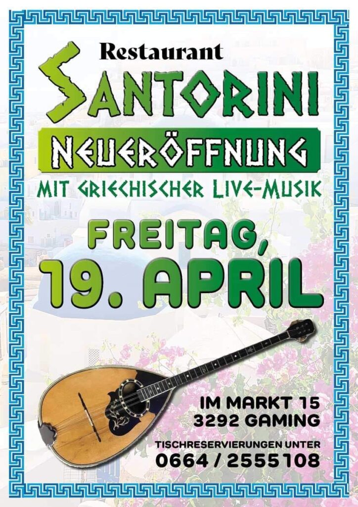 Neueröffnung: Santorini im Gasthaus zur Steinmühle